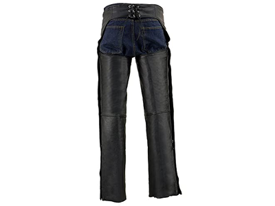 Chaps for Men's Black Leather Slash Pocket