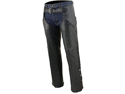 Chaps for Men's Black Leather Slash Pocket