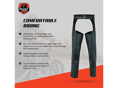 Daniel Smart Motorcycle Leather Chaps All Season