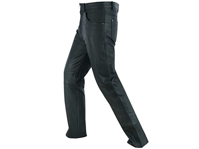 Dream Apparel Mens Motorcycle Black Leather Pants Jeans