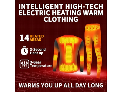 Electric Heated Underwear Set Fleece Lined Thermal 