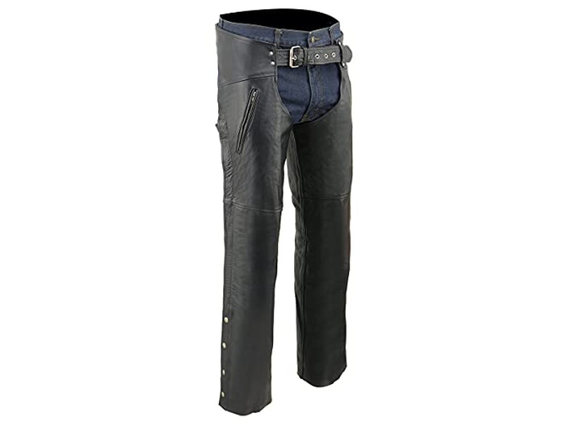 Leather Chaps for Men's Black Leather Dual Side Thigh