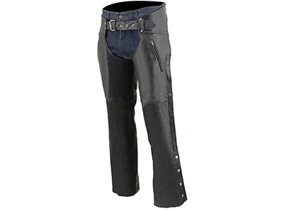 Leather Chaps for Men's Black Leather Dual Side Thigh
