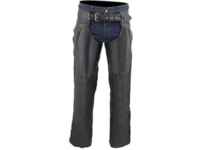 Leather Chaps for Men's Black Leather Dual Side Thigh