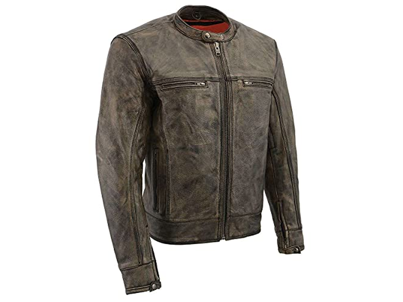 Leather Men's Vented Black-Beige Distressed Leather