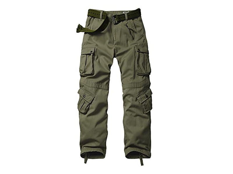 Men's Fleece Lined Hiking Pants Outdoor Cargo Pants