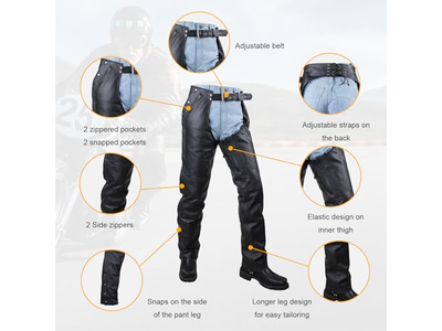 Motorcycle Leather Chaps for Men
