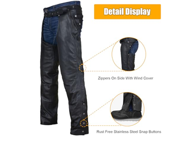Motorcycle Leather Chaps for Men