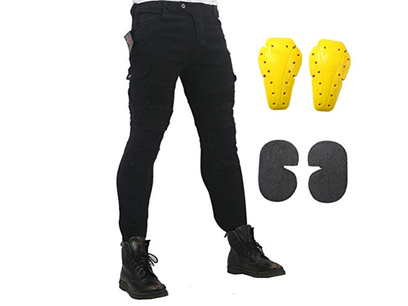 Motorcycle Riding Jeans with 4 X Knee Hip Armor Pads