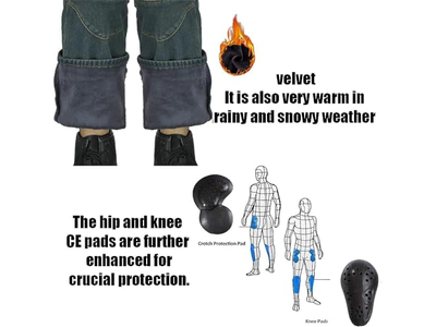Winter Motorcycle Pants Plus Velvet Motorbike Jeans 