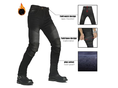 Winter Motorcycle Pants Plus Velvet Motorbike Jeans 