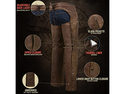 Chaps for Men's Vintage Crazy Horse Brown Leather
