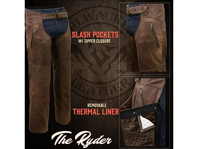 Chaps for Men's Vintage Crazy Horse Brown Leather