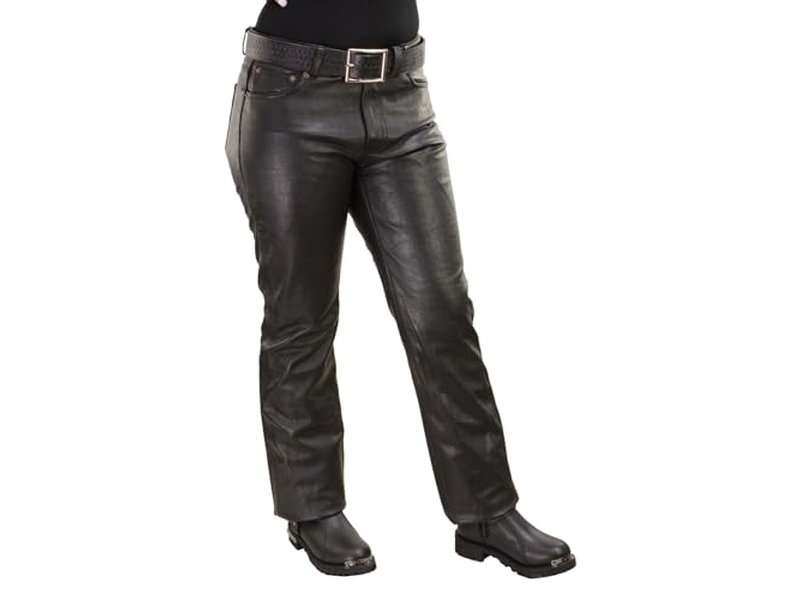 Classic 5 Pocket Black Motorcycle Leather Pants