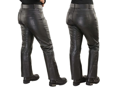 Classic 5 Pocket Black Motorcycle Leather Pants