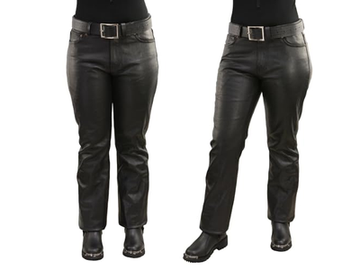 Classic 5 Pocket Black Motorcycle Leather Pants