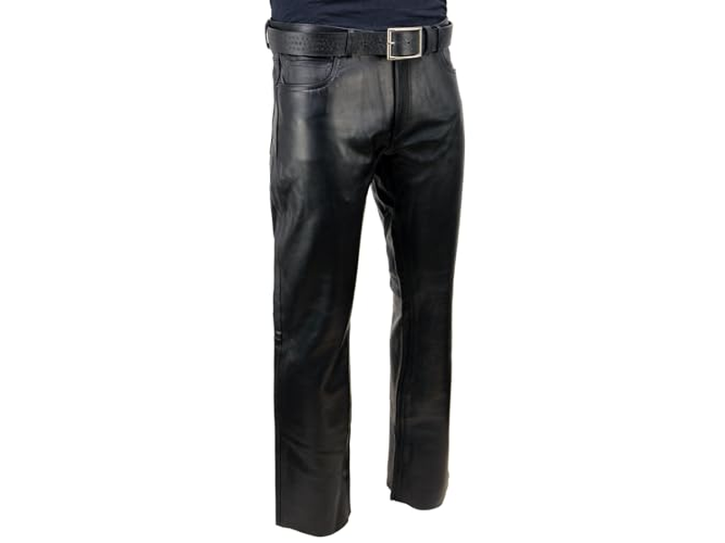 Classic Fit 5 Pocket Leather Pants for Men