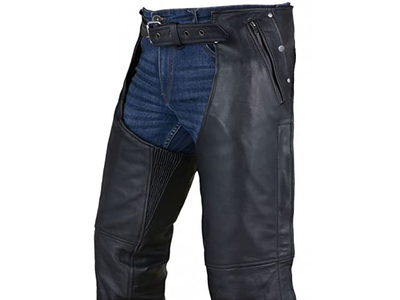 Dream Apparel Black Motorcycle Leather Chaps
