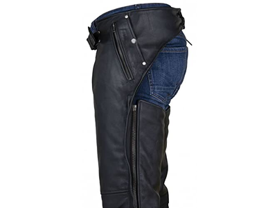 Dream Apparel Black Motorcycle Leather Chaps