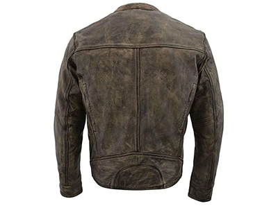 Leather Men's Vented Black-Beige Distressed Leather