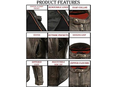 Leather Men's Vented Black-Beige Distressed Leather