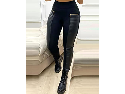 Leather Mid Waisted Tummy Control Motorcycle Leggings