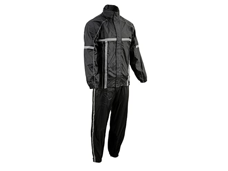 Leather MPM9510 Men's Black Water-Resistant Motorcycle Rain Suit