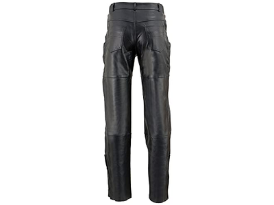 Men's Black Leather Motorcycle Over Pants with Jean Style Pockets