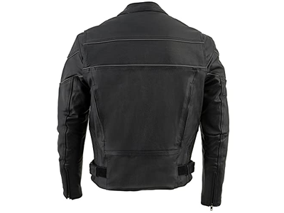 Men's Black Leather Scooter Style Motorcycle Jacket