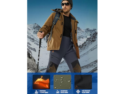 Men's Snow Ski Pants Fleece Lined Winter Hiking Pants
