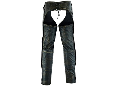 Mens Distressed Brown Leather Motorcycle Riding Chaps