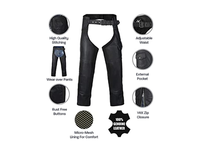 Motorcycle Leather Chaps for Men and Women