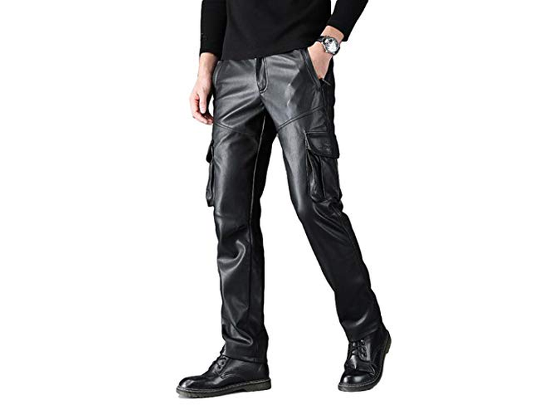 Motorcycle Workwear PU Faux Leather Cargo Pants