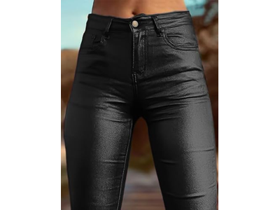 PU Leather High Waist Flare Legs Vintage Pocket