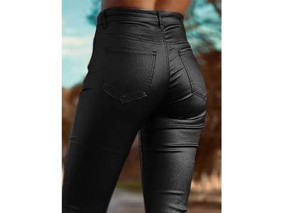 PU Leather High Waist Flare Legs Vintage Pocket